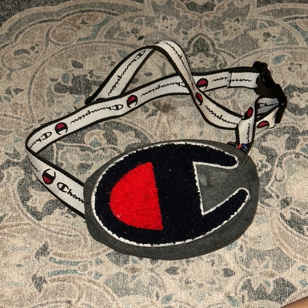 Champion Black and Red Logo Belt Bag
